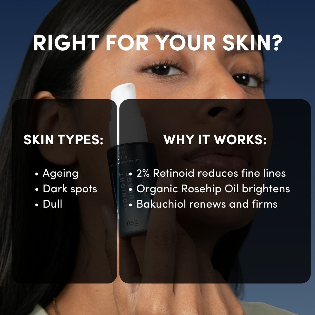 MIDNIGHT COURAGE Rosehip & Bakuchiol Retinoid Night Oil | PSA Skincare