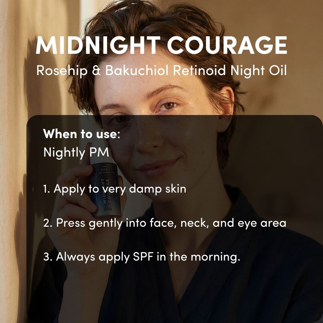 MIDNIGHT COURAGE Rosehip & Bakuchiol Retinoid Night Oil | PSA Skincare