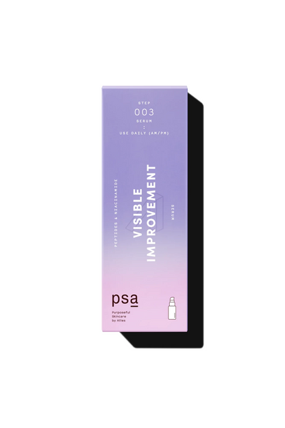 PSA Visible Improvement Peptides & Niacinamide Serum packaging